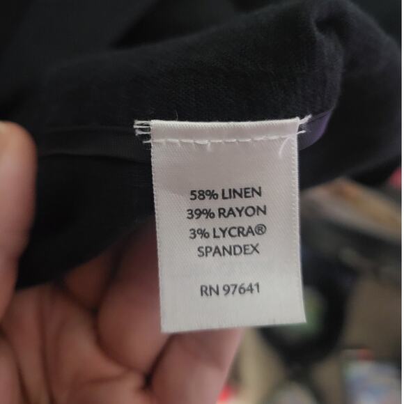 J. Jill Black Linen Single Button Blazer Stretch Medium Petite - Picture 5 of 5